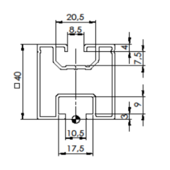 2 - PROFILO Alluminio W1-MM40X40XL.3100-A